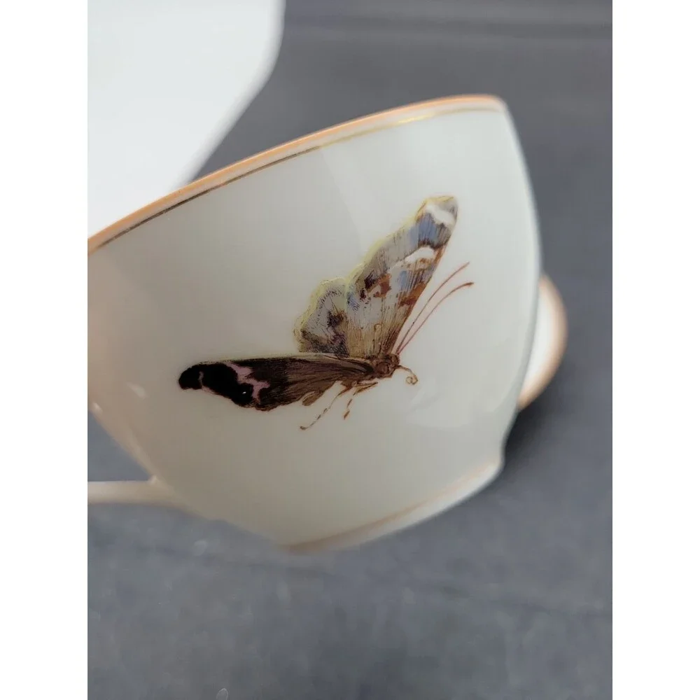 READ 2 ? Haviland Limoges ? Meadow Visitors Cup/Saucer Butterflies/Grasses